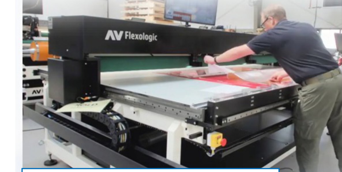AV Flexologic mounting machine with an operator setting up a printing plate